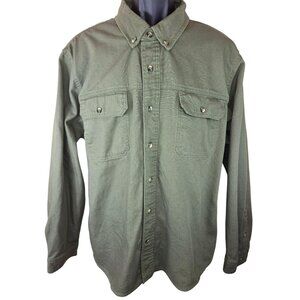 Lucky Brand XXL Olive Green Button-Up Long Sleeve Cotton Shirt For Men